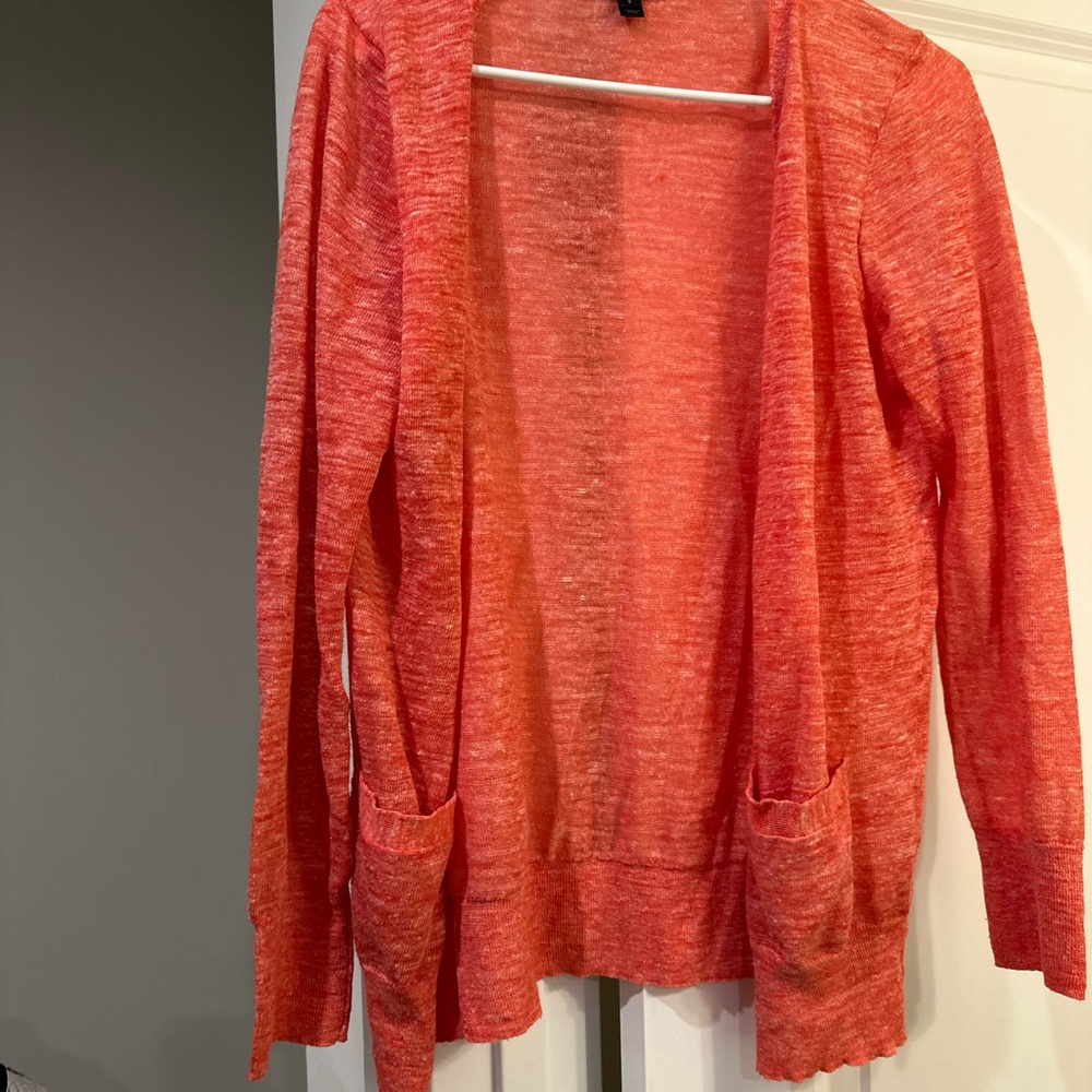 J. Crew Bright Coral/orange Open-Front Cardigan